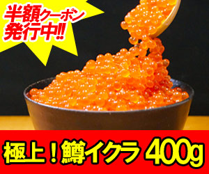 クーポンご利用で半額!極上鱒いくら400g!